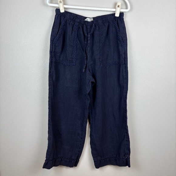 Joie Linen Wide Leg Embroidered Pant - Size Medium - Picture 1 of 5